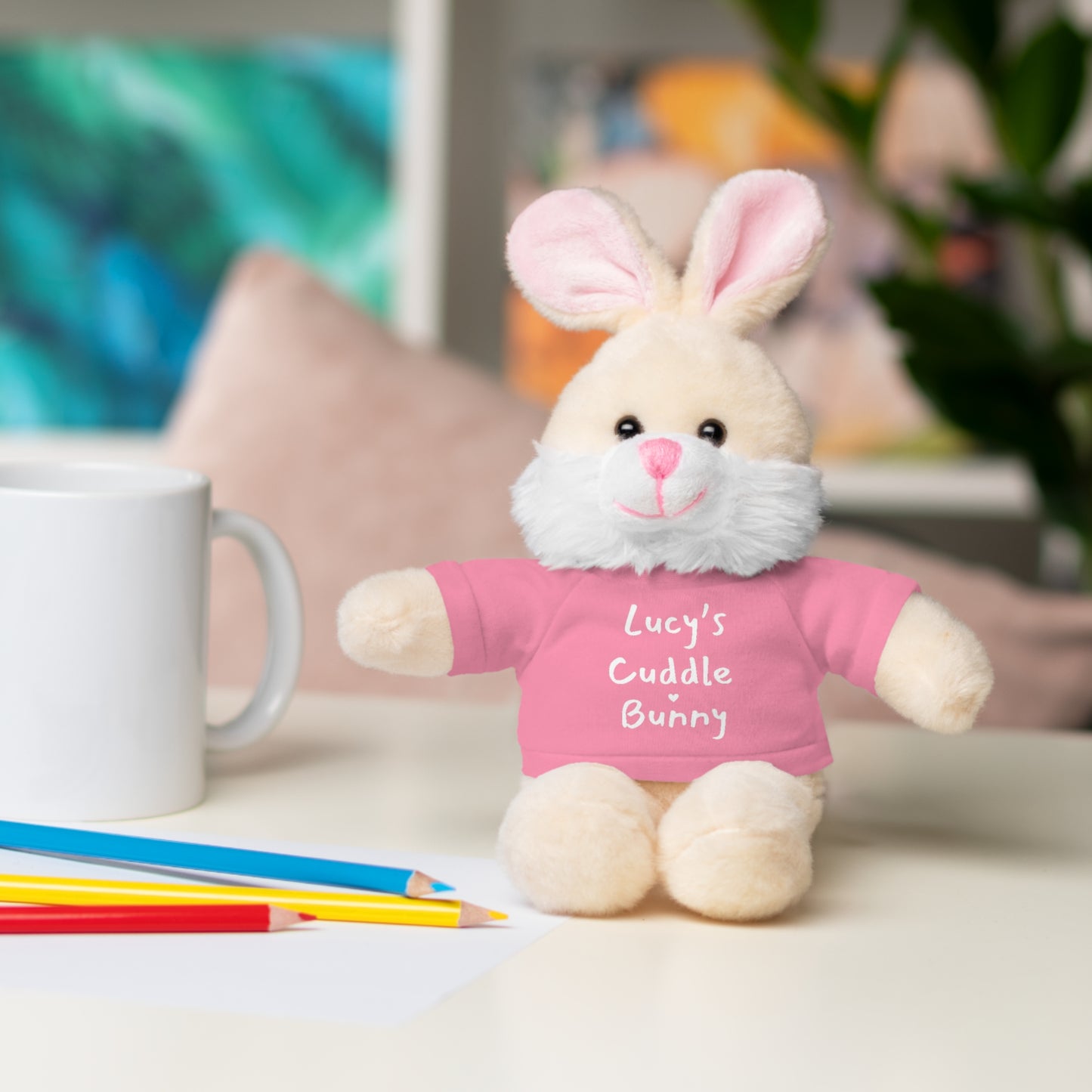 Cuddle Bunny w/ Customizable Tee; Easter Bunny, Baby Shower, Birthday | Plush Stuffed Animal