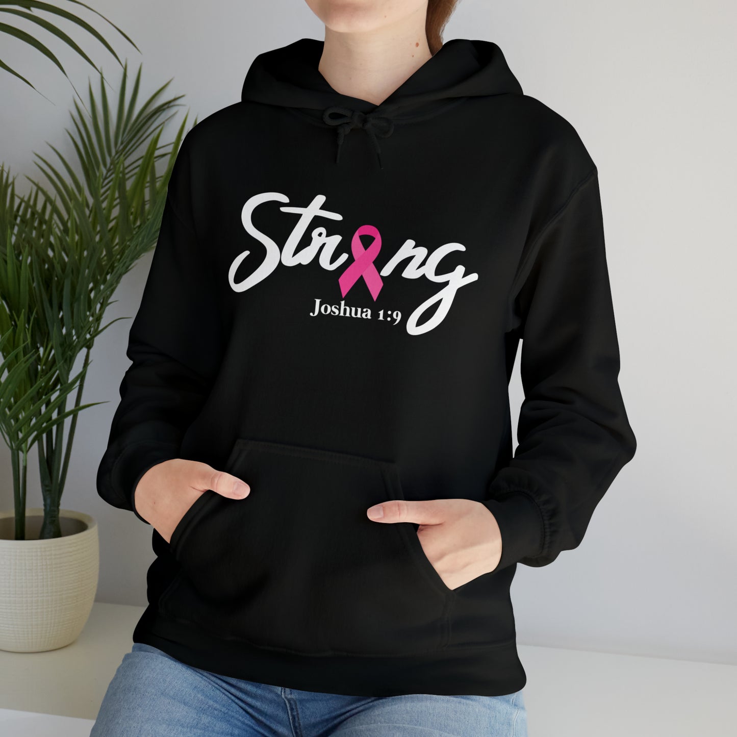 Strong Joshua 1:9; Breast Cancer Survivor | Heavy Blend Hooded Sweatshirt