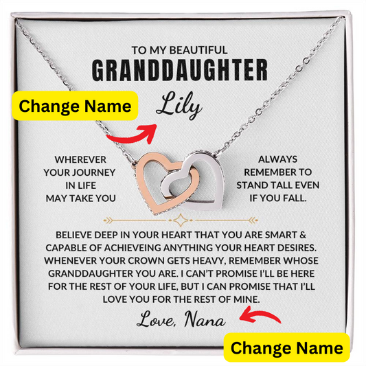 TO MY GRANDDAUGHTER- PERSONALIZED | Interlocking Hearts Necklace