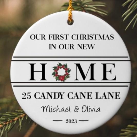 OUR FIRST CHRISTMAS- NEW HOME | Circle Ornament