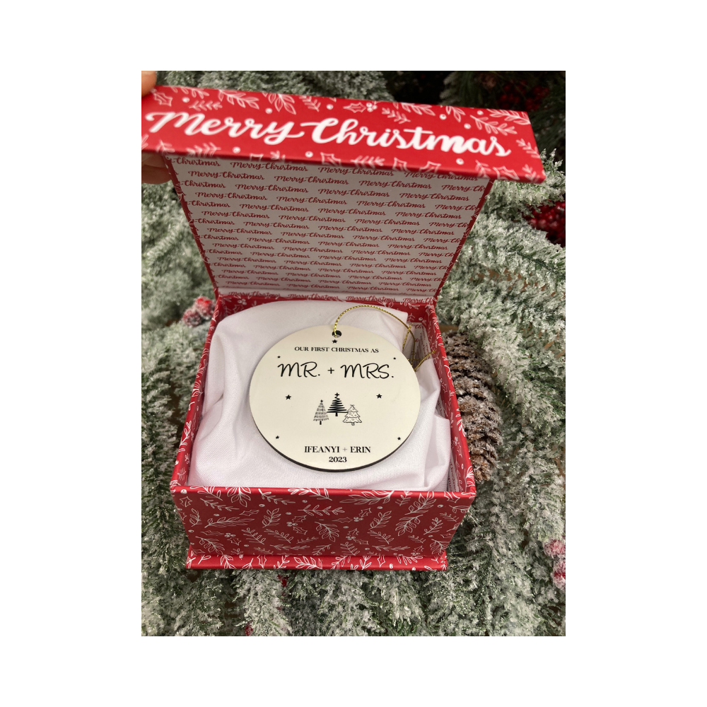 Mr. + Mrs. First Christmas | Circle Ornament