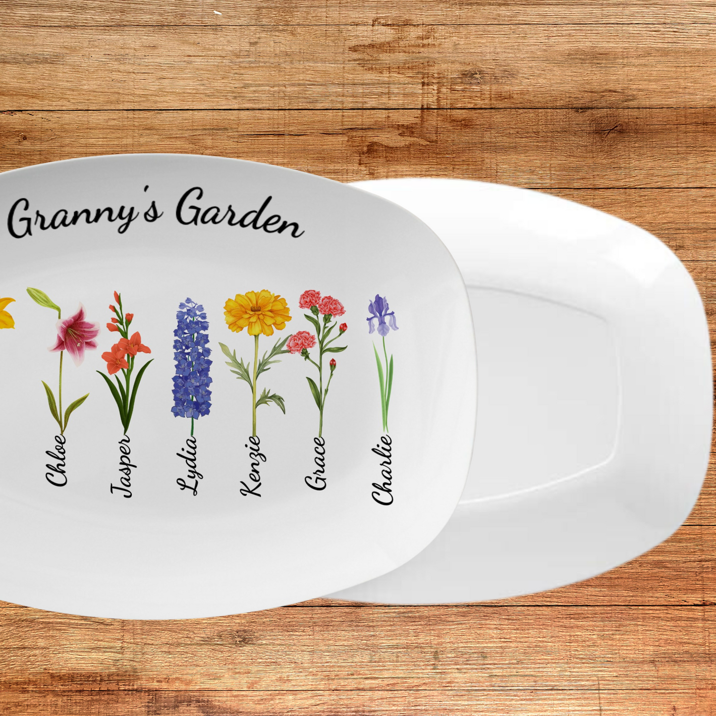 Grandma's Garden Customized Birth Flower Platter | Serving Platter 14x10in