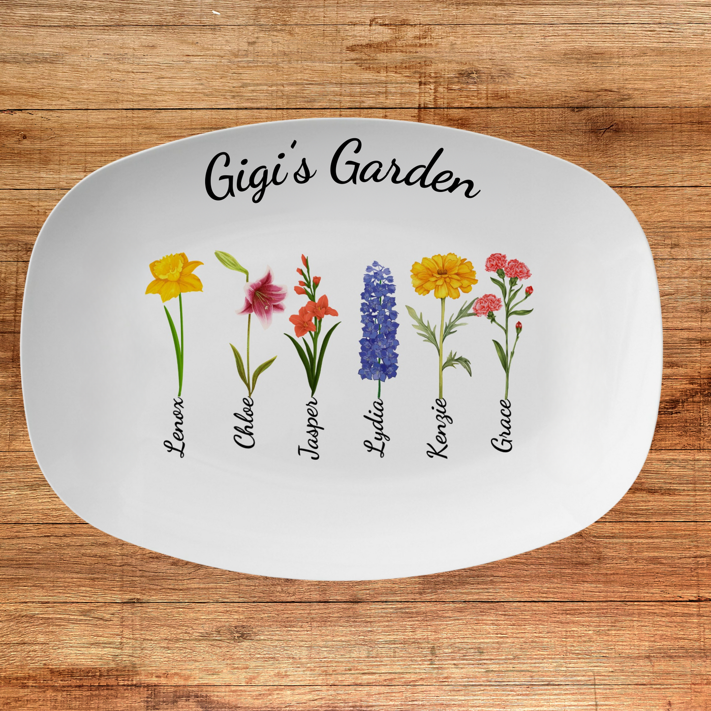 Grandma's Garden Customized Birth Flower Platter | Serving Platter 14x10in