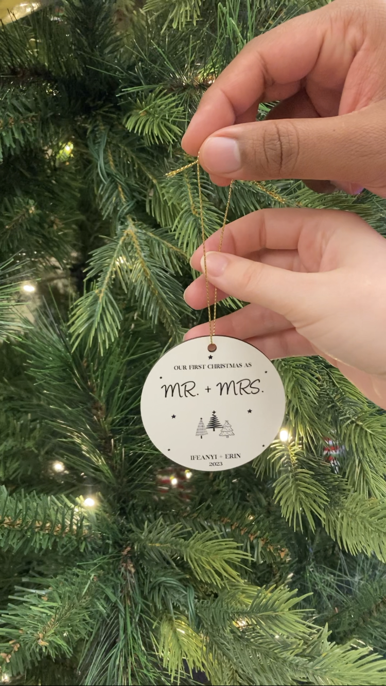 Mr. + Mrs. First Christmas | Circle Ornament