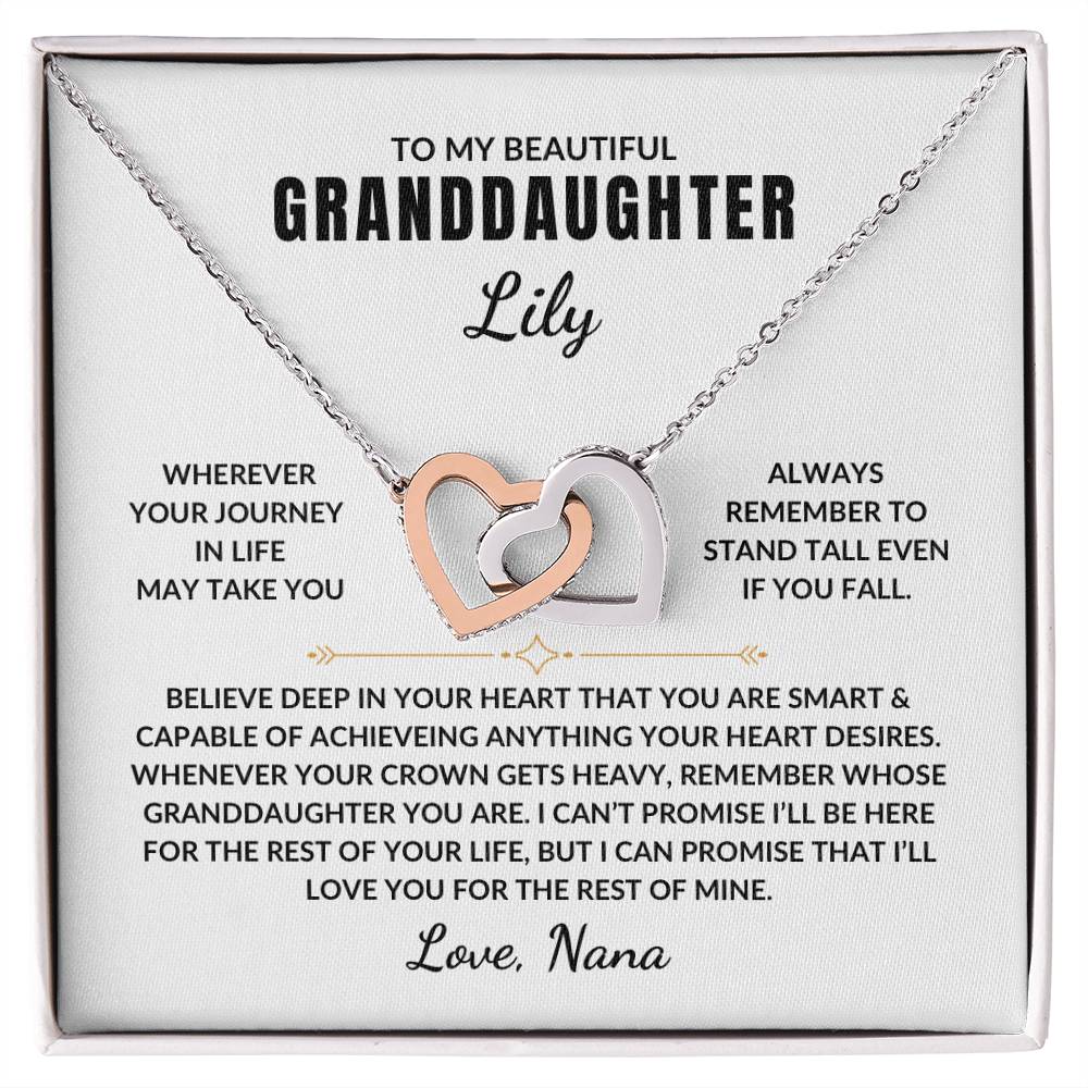 TO MY GRANDDAUGHTER- PERSONALIZED | Interlocking Hearts Necklace