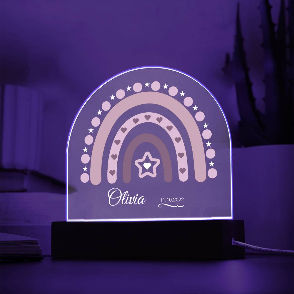 Rainbow Heart Customized Night Light | Acrylic Dome LED Base
