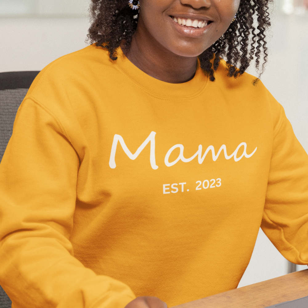 Customized Mama EST. Sweatshirt | Crewneck Pullover Sweatshirt