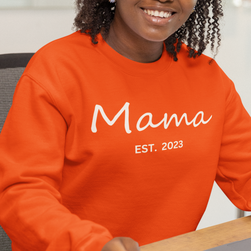 Customized Mama EST. Sweatshirt | Crewneck Pullover Sweatshirt