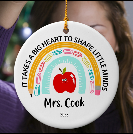 Big Heart, Little Minds Teacher Customized | Circle Ornament