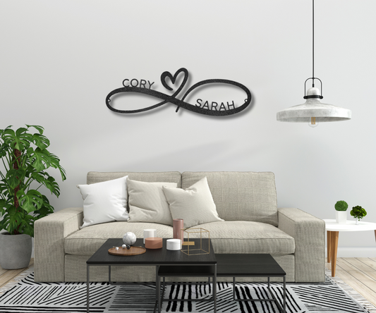Personalized Infinity Couples Monogram Steel Sign | Metal Wall Art