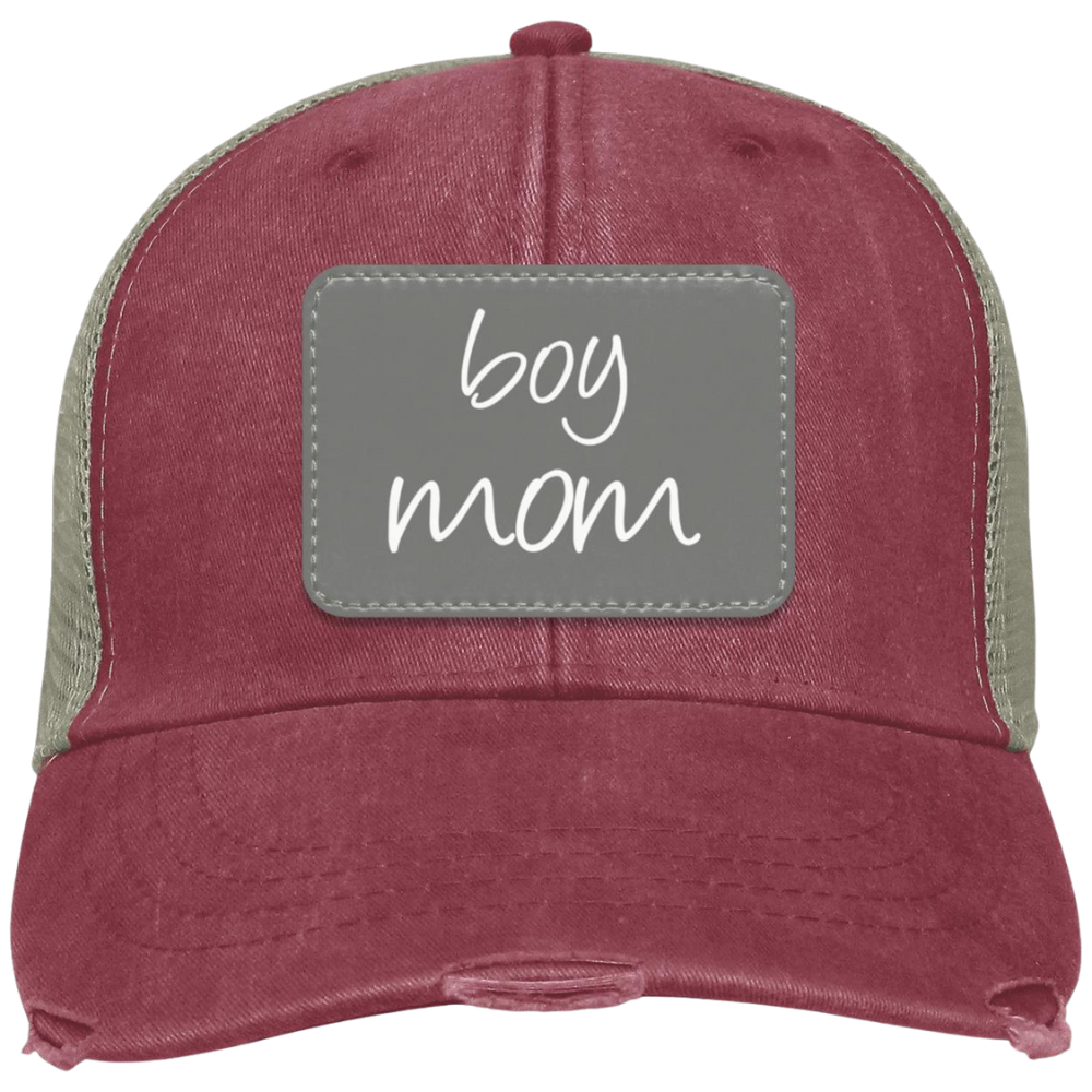 Boy/Girl Mom Patch Hat | Distressed Trucker Hat