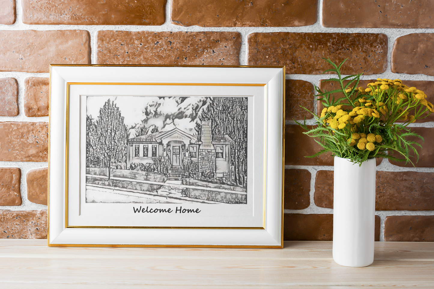 Customized Black/White Sketch of Home | Satin Photo Paper