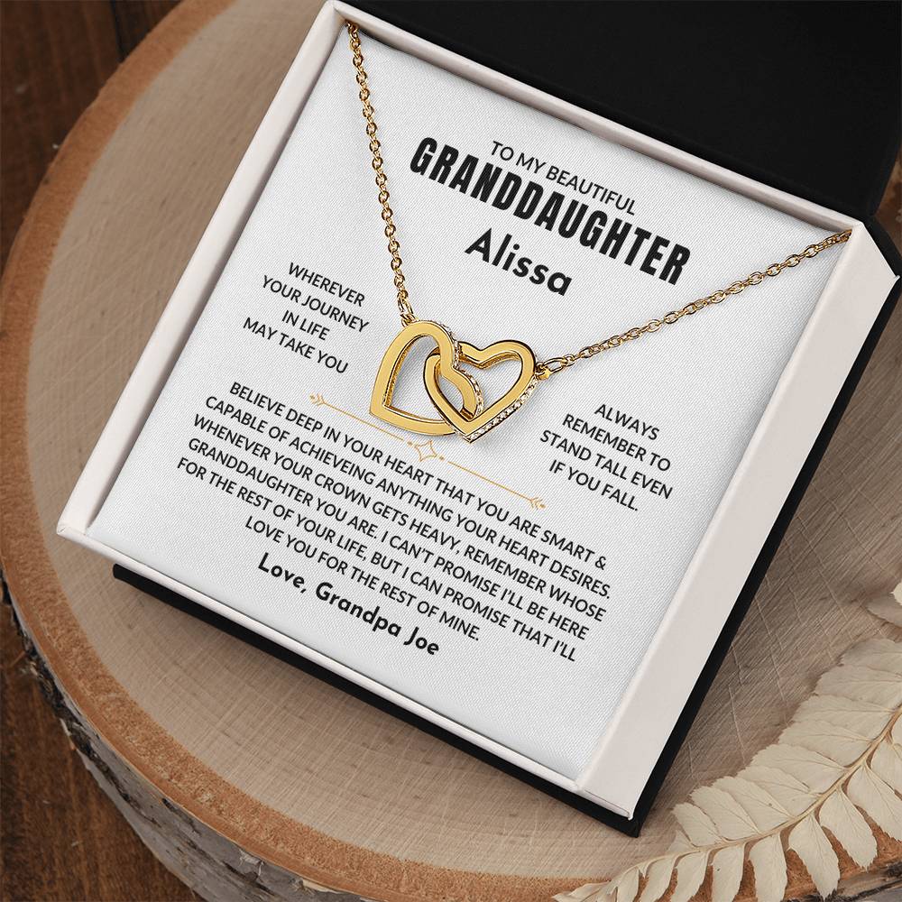 TO MY GRANDDAUGHTER- PERSONALIZED | Interlocking Hearts Necklace