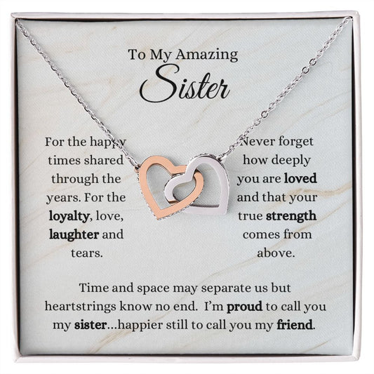 To My Amazing Sister | Interlocking Hearts Necklace
