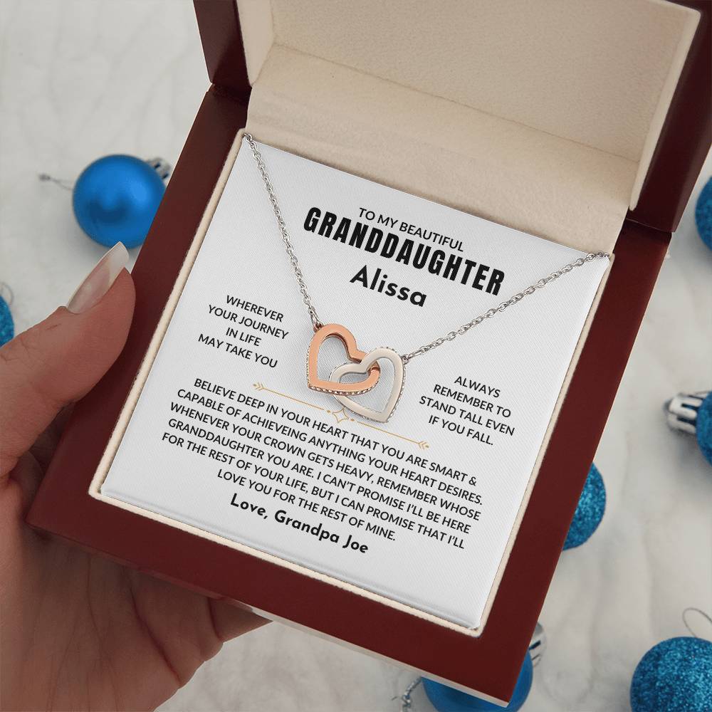 TO MY GRANDDAUGHTER- PERSONALIZED | Interlocking Hearts Necklace