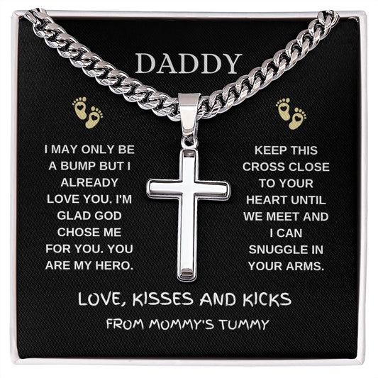 DADDY I MAY ONLY BE A BUMP | CUBAN CHAIN WITH CROSS NECKLACE