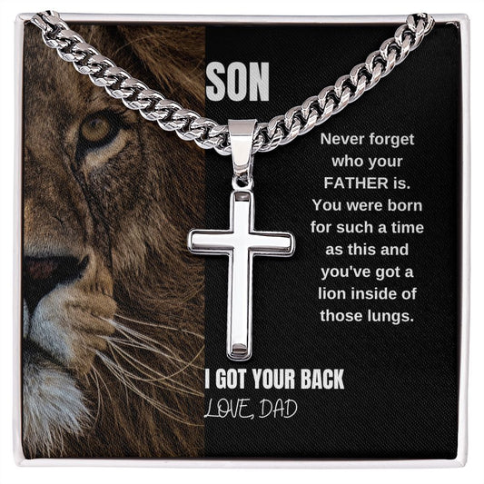 SON I GOT YOUR BACK | CROSS NECKLACE WITH CUBAN CHAIN