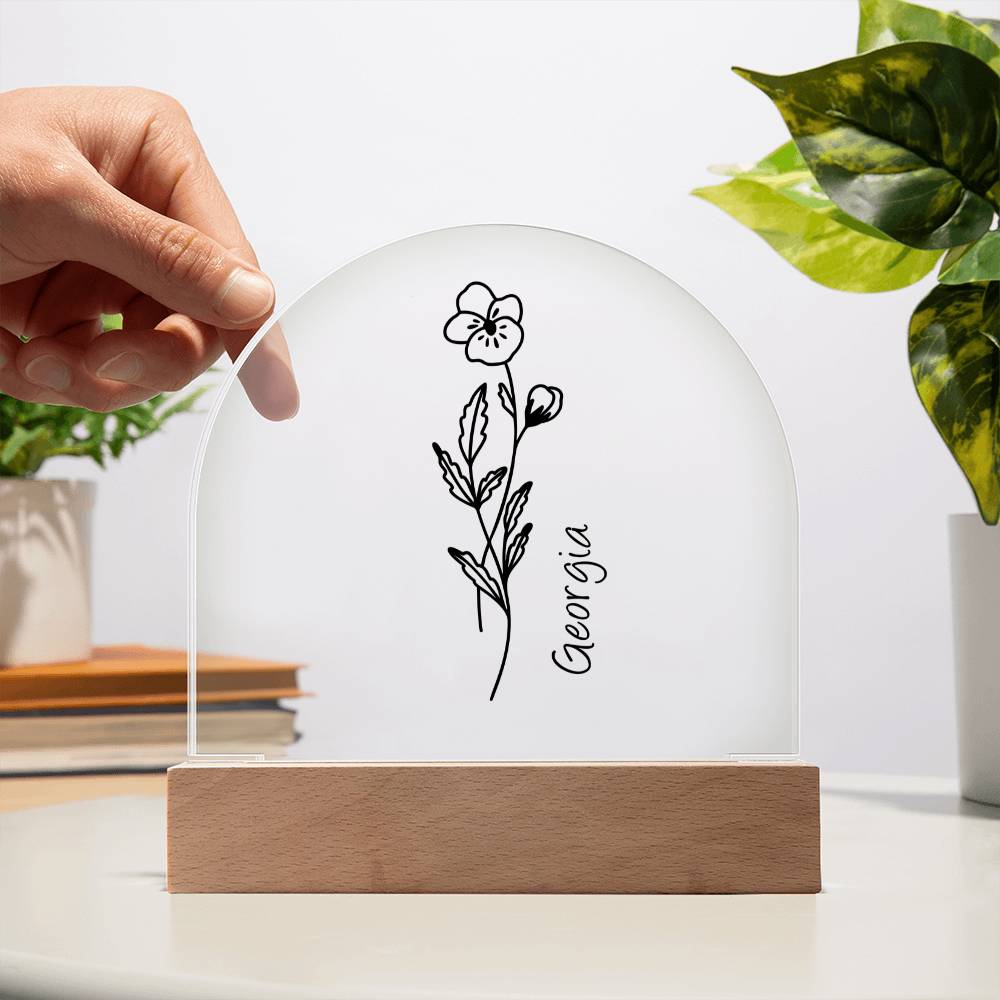 Personalized Birth Month Flower | Acrylic Dome Plaque