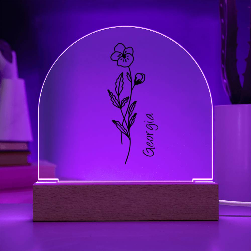 Personalized Birth Month Flower | Acrylic Dome Plaque