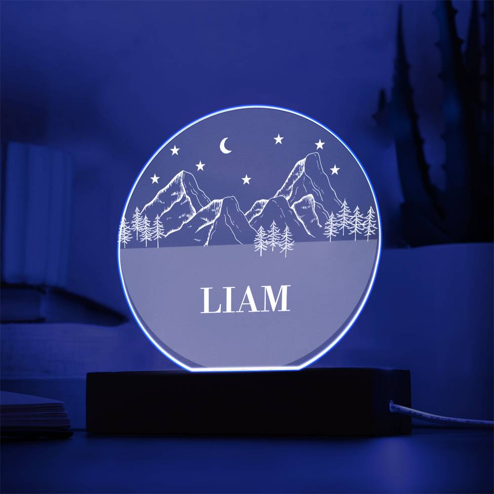 Adventure/Mountains Customized Night Light |Circle Acrylic Plaque
