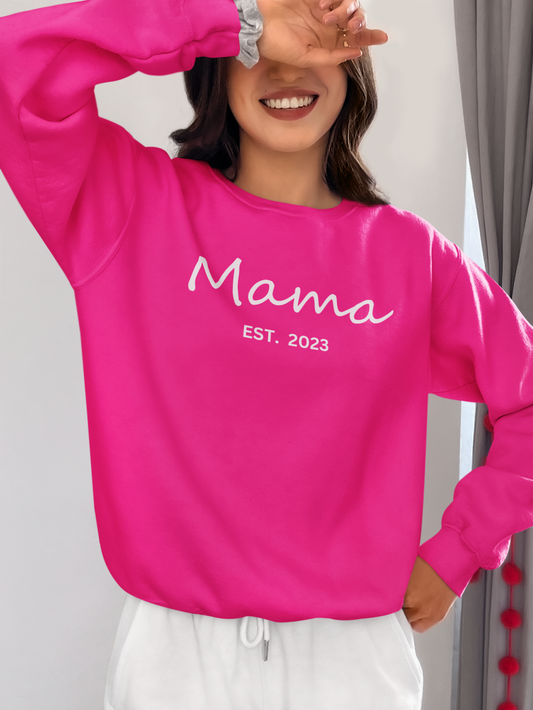 Customized Mama EST. Sweatshirt | Crewneck Pullover Sweatshirt