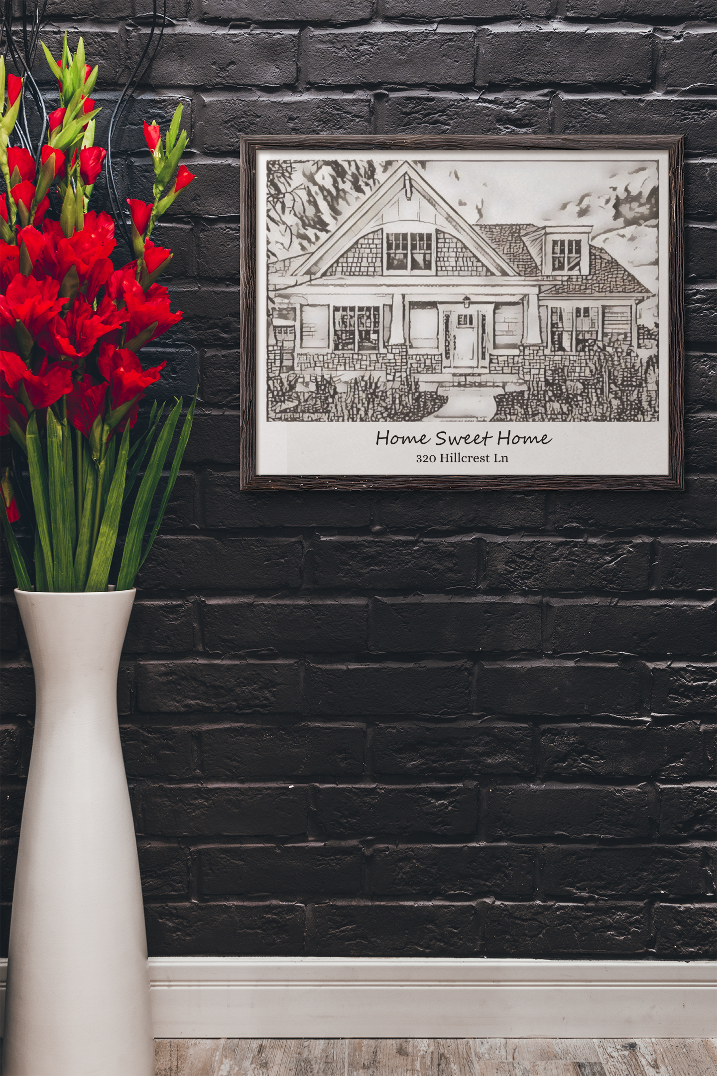 Customized Black/White Sketch of Home | Satin Photo Paper