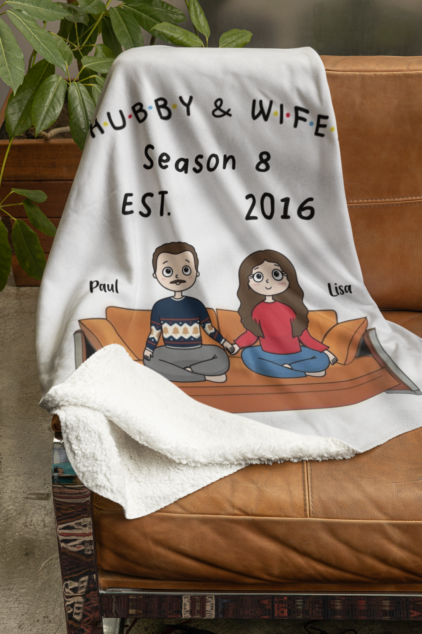 Customized HUBBY & WIFEY Seasons Blanket | Premium Mink Sherpa 50×60