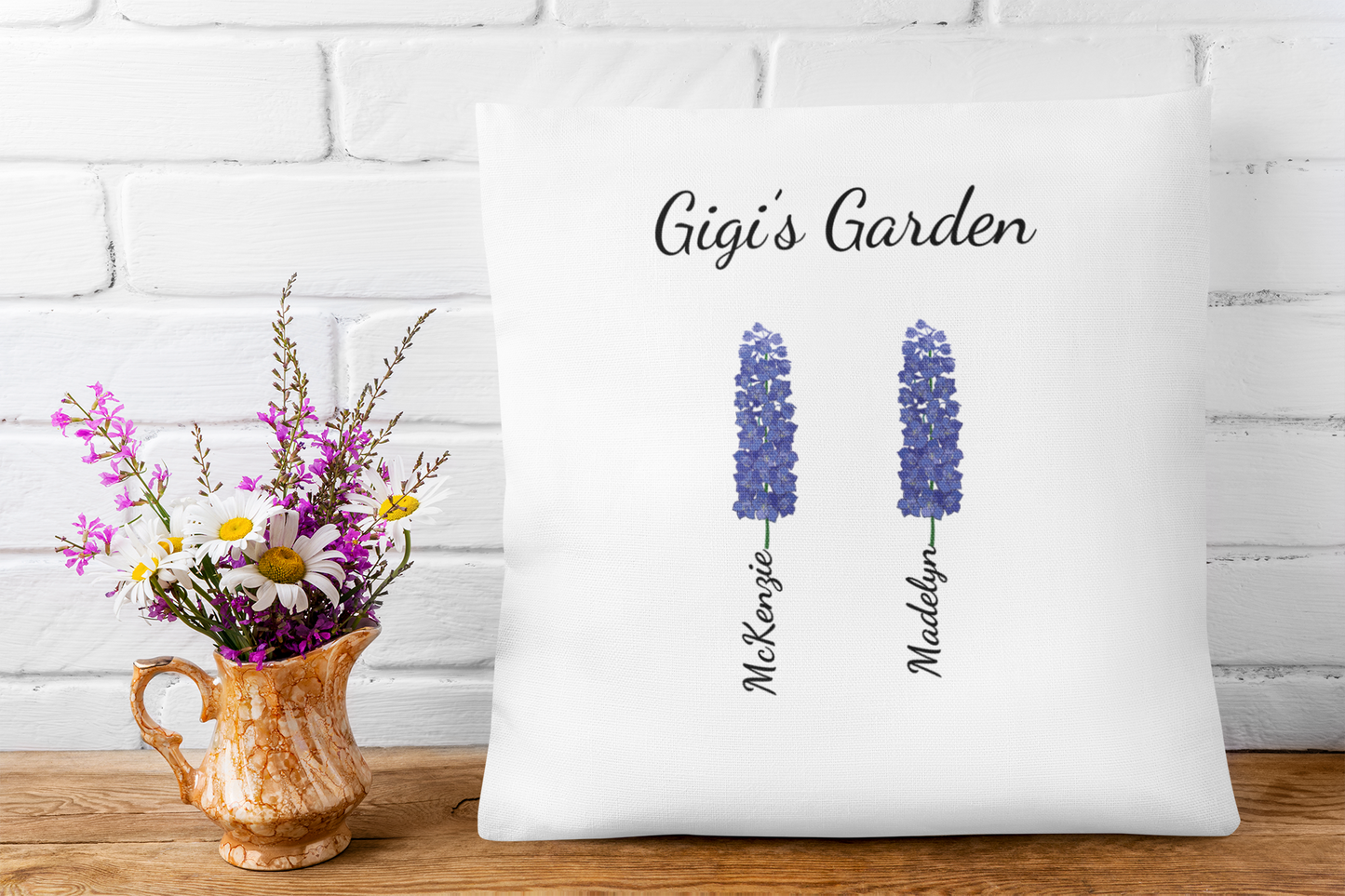 Grandma's Garden Customized Birth Flower Pillow | Large Square Pillow