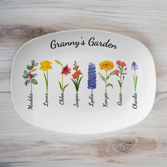 Grandma's Garden Customized Birth Flower Platter | Serving Platter 14x10in