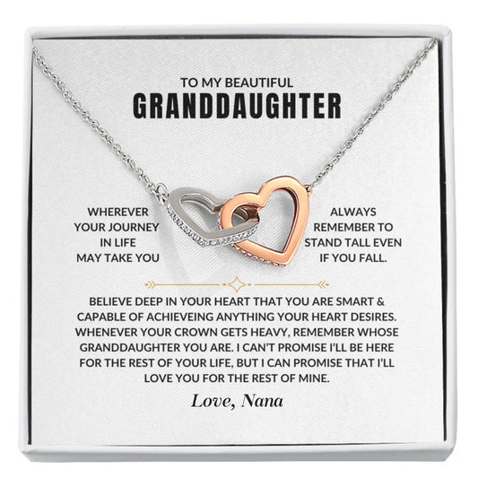 To My Granddaughter; Customized Signature | Interlocking Hearts Necklace