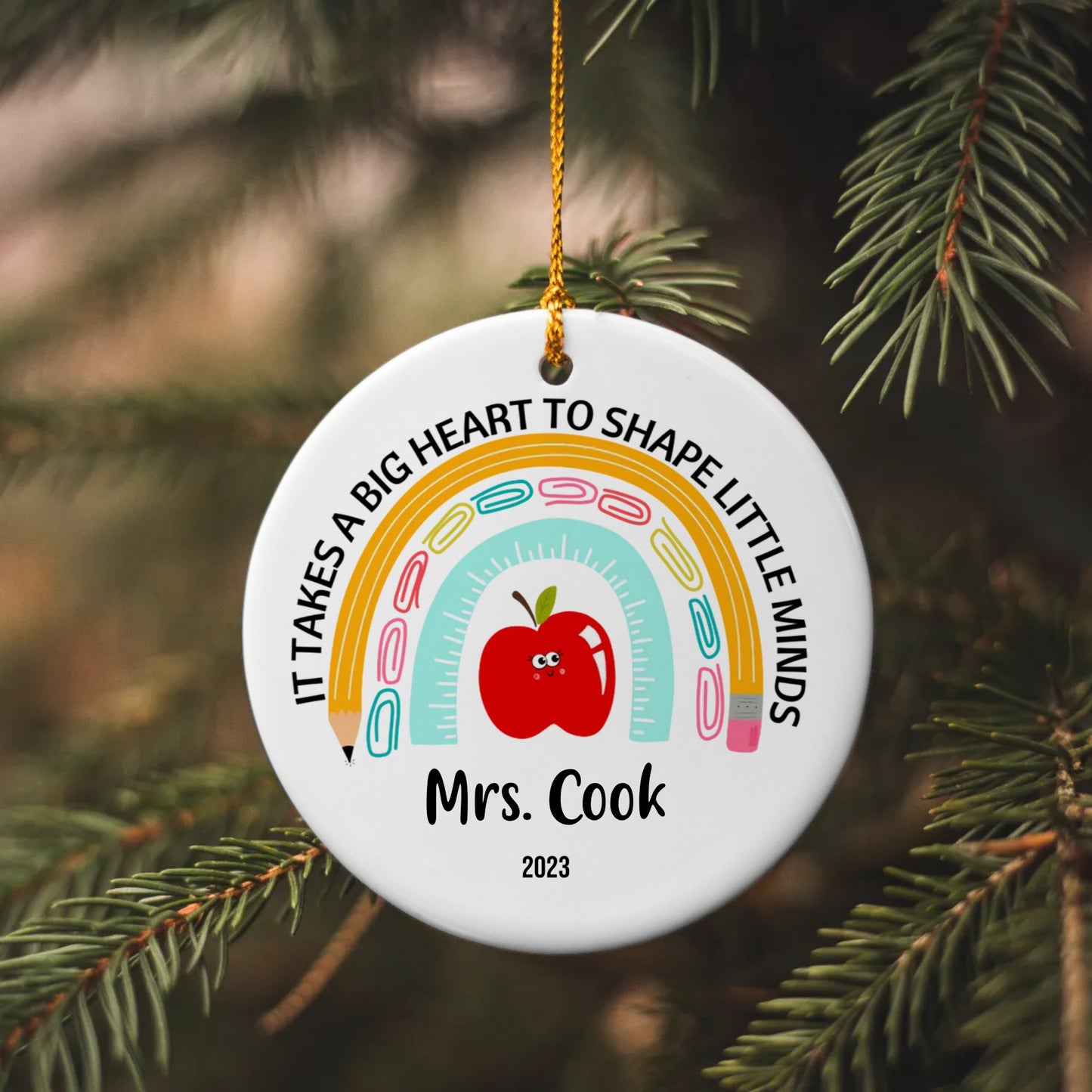 Big Heart, Little Minds Teacher Customized | Circle Ornament