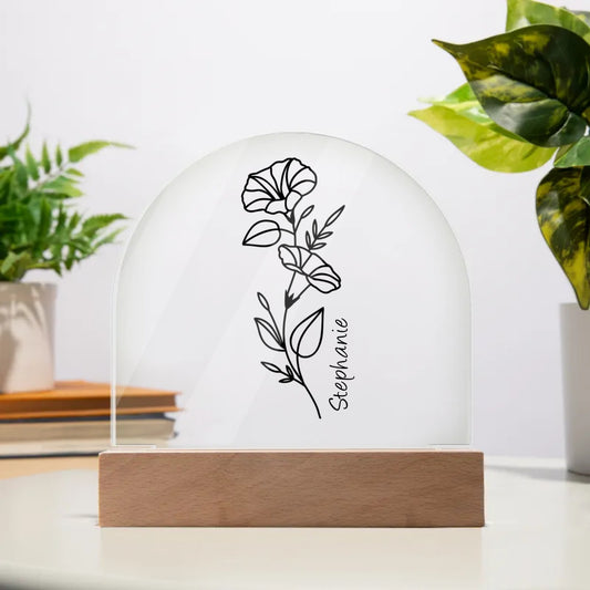 Personalized Birth Month Flower | Acrylic Dome Plaque